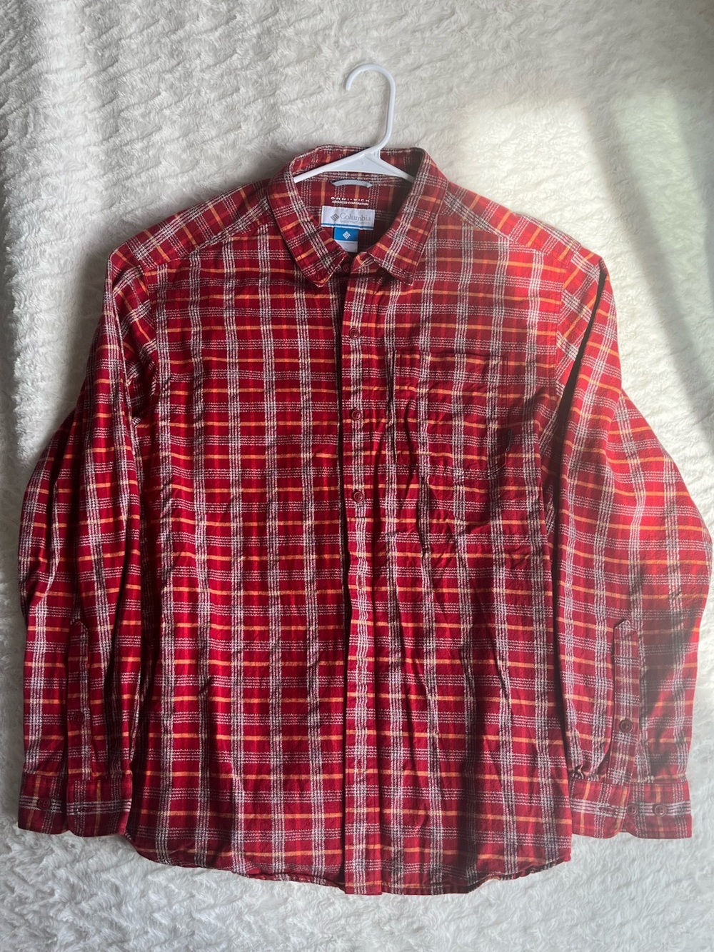Men’s Columbia Red Plaid Cotton Button-Down Shirt